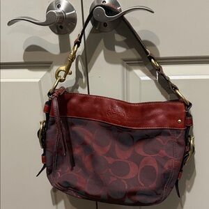 Coach Zoe Aubergine Signature Canvas Hobo Bag